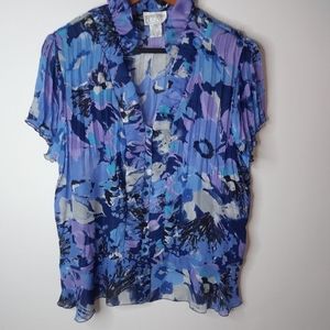 Bethany XL Blues Floral Top Plus